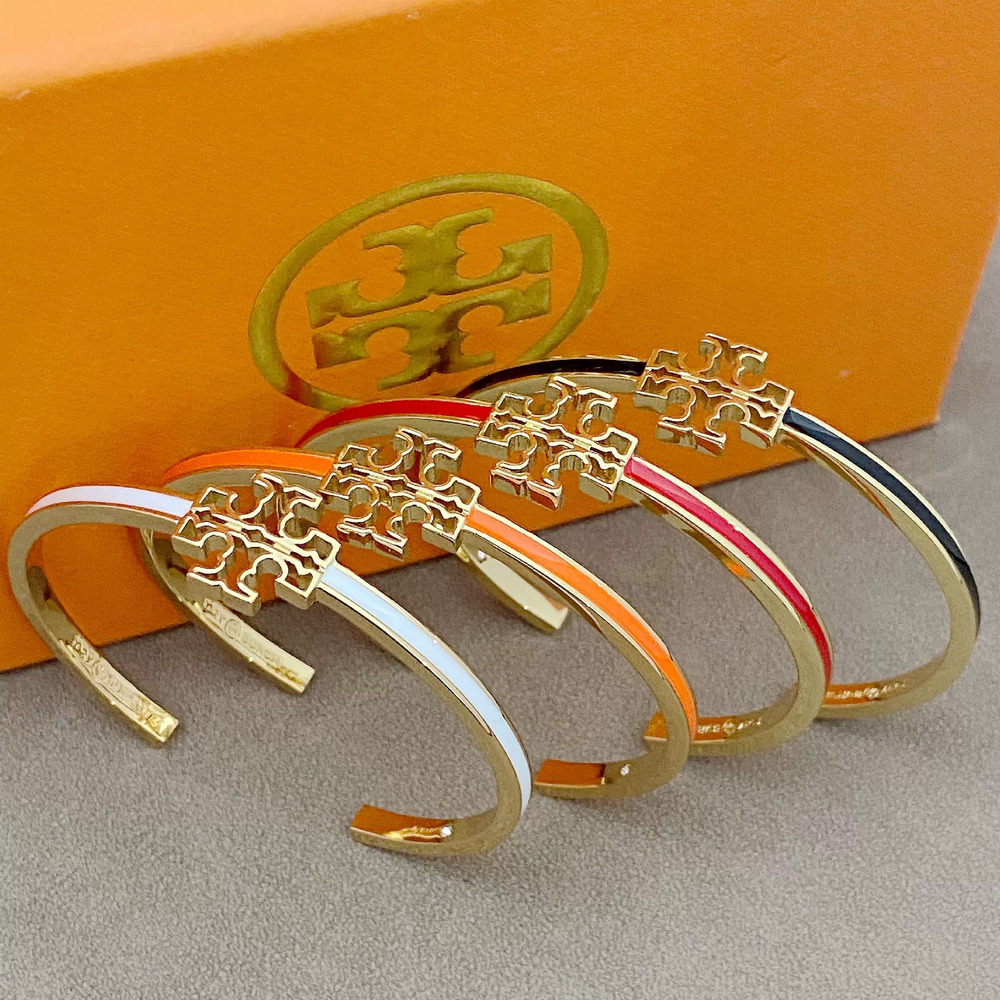 Tory Burch Letter Matte Metal Open Bracelet